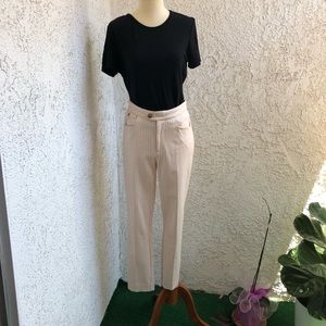 Anthropologie Cream Pinstriped Trousers